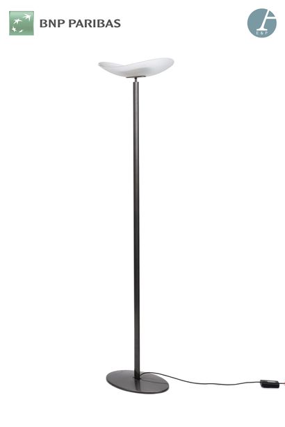Floor lamp in aluminum, the glass dome of...