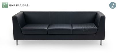ARESLIME,
Three-seater sofa in black leatherette,...