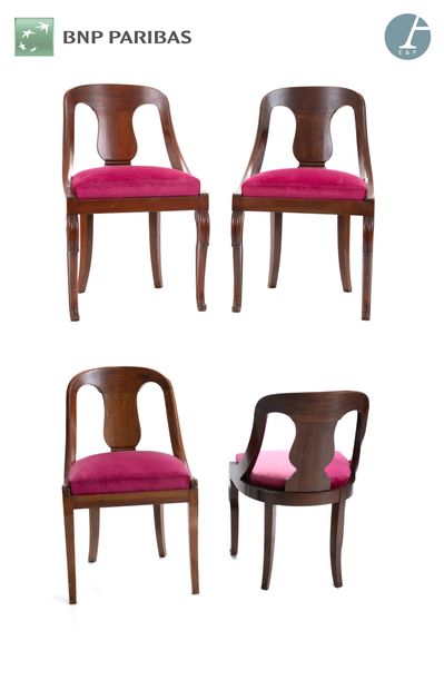 Series of four gondola chairs in molded and...