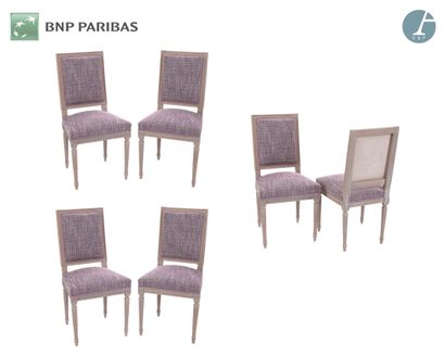 Set of six chairs in carved wood, molded...