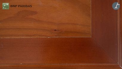 null Credenza in natural wood and veneer, the belt opening by a drawer with mechanism,...