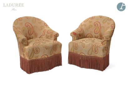 null From the House of Ladurée - Salon Mathilde.

Pair of armchairs with beige fabric...