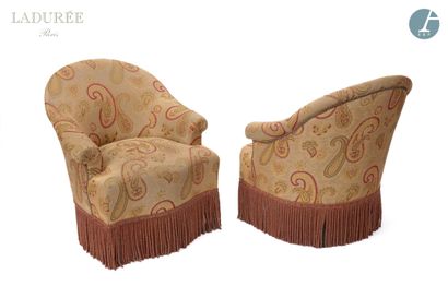 null From the House of Ladurée - Salon Mathilde.

Pair of armchairs with beige fabric...