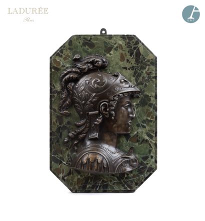 null From the House of Ladurée - Salon Mathilde.

Pair of bronze plaques with a medal...