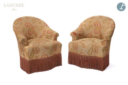 null From the House of Ladurée - Salon Mathilde.

Pair of armchairs with beige fabric...