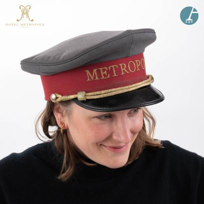 null From the Metropole Hotel (Brussels):
A gray red and gold valet cap marked "Hotel...