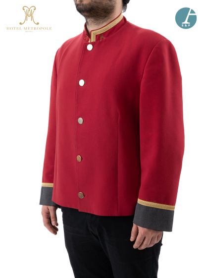 null From the Metropole Hotel (Brussels):
Red bellboy jacket, embroidered in gold...
