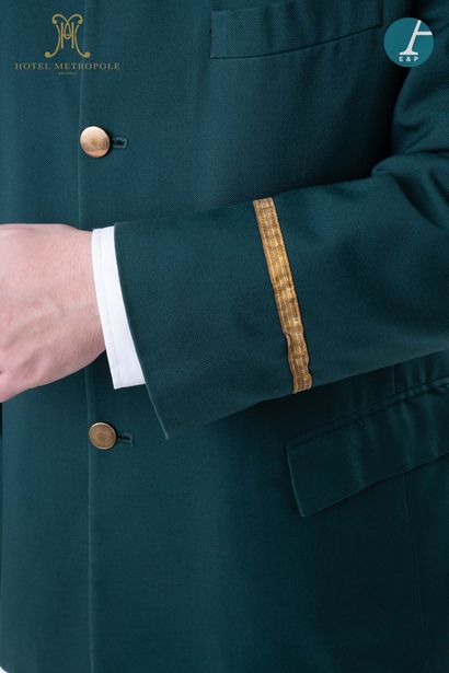 null From the Metropole Hotel (Brussels):
Green room service jacket, gold embroidered...