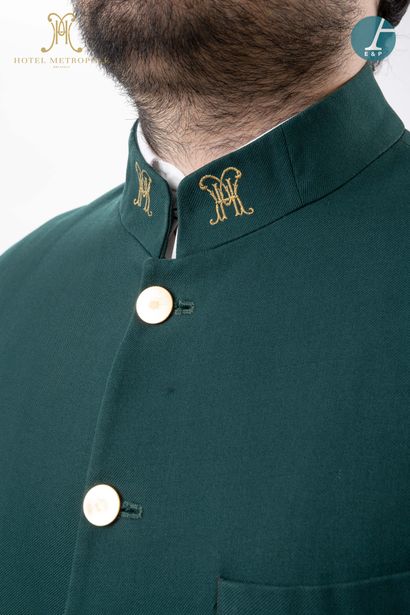 null From the Metropole Hotel (Brussels):
Green room service jacket, gold embroidered...