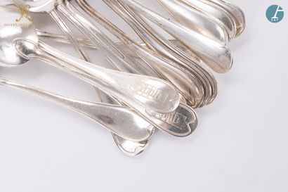 null From the Hotel Métropole (Brussels): 
Set of 14 soup spoons and 14 large forks...