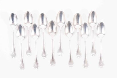 null From the Hôtel Métropole (Brussels): 
Suite of 12 silver-plated flatware, filet...