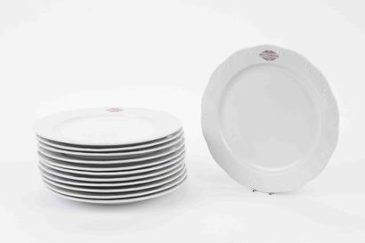 null From the Hotel Métropole (Brussels): 
Set of 12 white porcelain plates with...