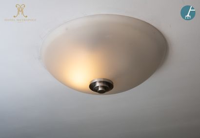 null From the Metropole Hotel (Brussels): 
Lot of five ceiling lights; the opal glass...