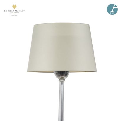 null Floor lamp in glass and chromed metal, shaft with double gadrooned balusters...