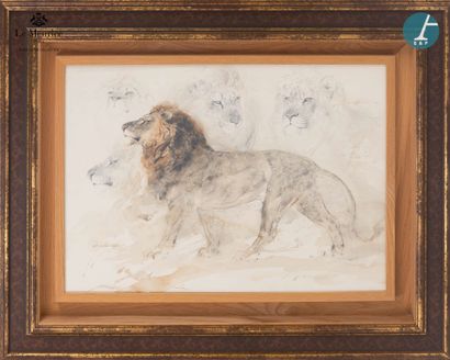 null From Hôtel Le Meurice.
20th century school.
Lot of three watercolors on canson...