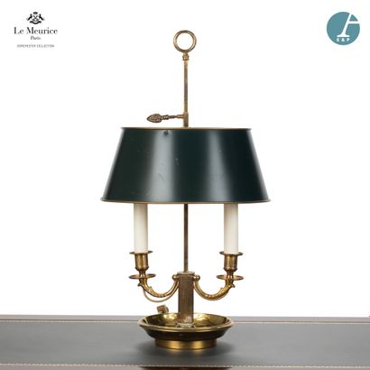 null From Hôtel Le Meurice.
Two-light gilded metal bouillotte lamp, with fluted column...