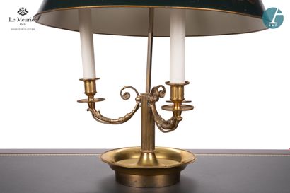 null From Hôtel Le Meurice.
Three-arm gilded metal bouillotte lamp with fluted column...