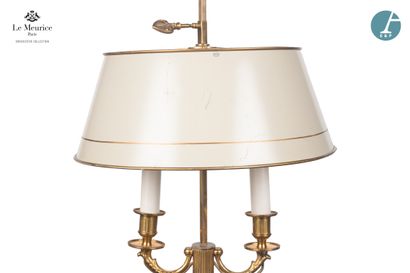null From Hôtel Le Meurice.
Gilded metal hot-water bottle lamp with two light arms,...