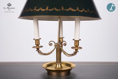 null From Hôtel Le Meurice.
Three-arm gilded metal bouillotte lamp with fluted column...
