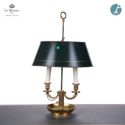 null From Hôtel Le Meurice.
Pair of two-arm gilded metal bouillotte lamps, the shaft...