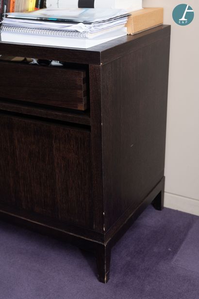 null Christian LIAIGRE (Born 1945). 
Asie" model
Stained wenge wood sideboard opening...