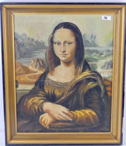  ANGLEBERT 1961, d'après Léonard de Vinci, huile sur toile (59x49) Gazette Drouot