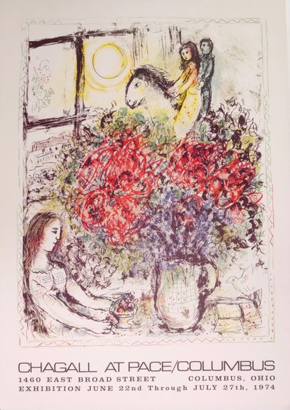 Marc Chagall Marc Chagall, Exposition at Pace, Columbus, Ohio en 1974 (79x58) Gazette Drouot