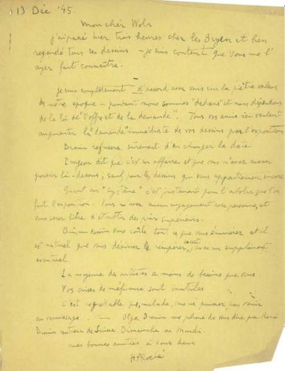 Lettre manuscrite d'Henri-Pierre Roché (1879-1959)...