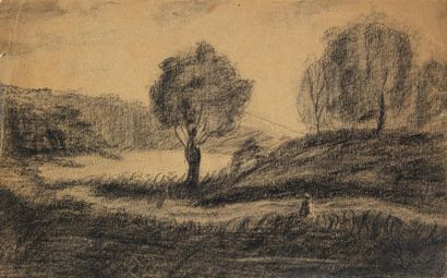 null Attribué à Maximilien LUCE (1858-1941) "Paysages" Dessin au crayon sur papier....