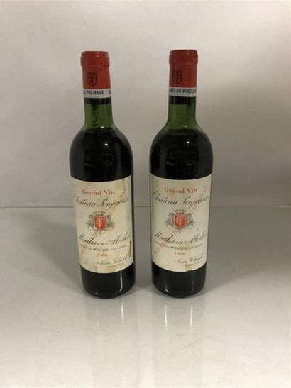 null 2 Bouteilles de Château POUJEAUX MOULIS 1966 (hautes épaules)