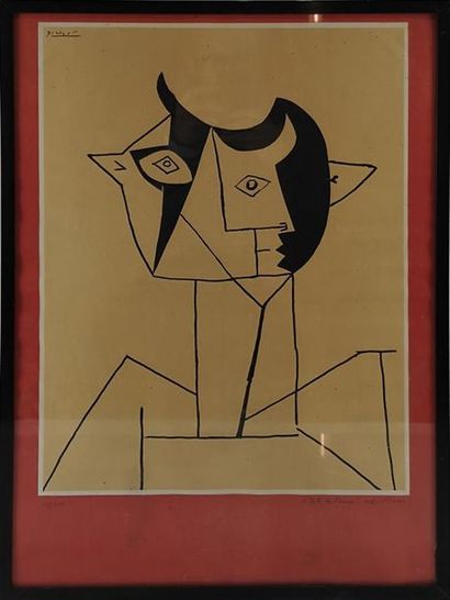 null Pablo Picasso (1881-1973) "Tête de faune" Tirage annoté au crayon ""Tête de...