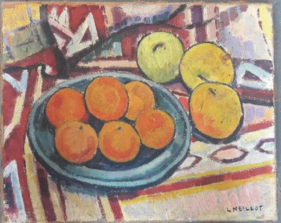 null Louis NEILLOT (1898-1973), Nature morte aux oranges, huile sur toile, signée...