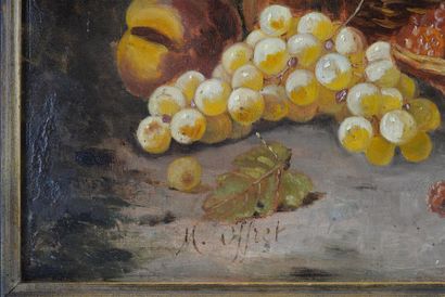 null M. OFFRET (debut XXe) "Nature morte aux raisins" Huile sur toile. 50x61 cm....