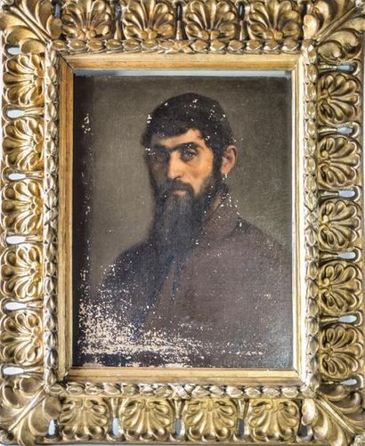 null S. RICARD "Portrait d'homme barbu" Huile sur toile signée au dos "S. Ricard...
