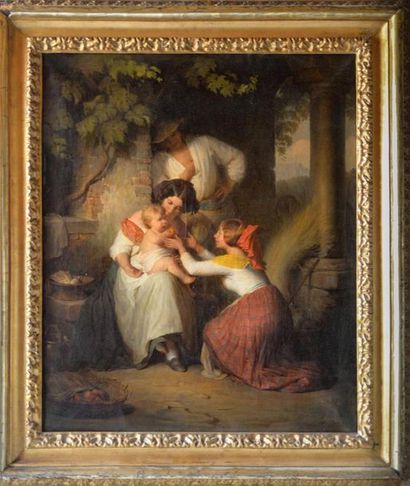 null Jacques Alfred VAN MUYDEN (1818-1898) "La présentation de l'enfant", huile sur...