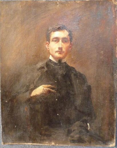 Ecole Francaise du XIXe siècle "Portrait d'homme à la redingote" Huile sur toile,...