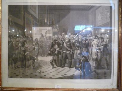 null Visite de sa majesté le Roi de France à Lille en 1815 Lithographie en noir....