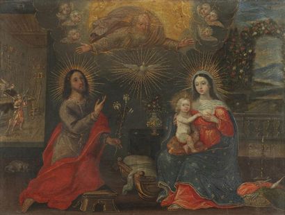 BRULLEZ (ou Brulley) Claude (Besançon 1609 - après 1658) "La Sainte Famille avec...