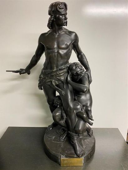 null Émile André BOISSEAU (1842-1923) 'La défense du foyer" bronze à patine brune,...