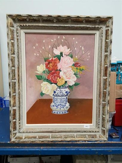 null L. LEROY (XXe) "Bouquet de rose" Huile sur toile, signée en bas à droite. 60x45...