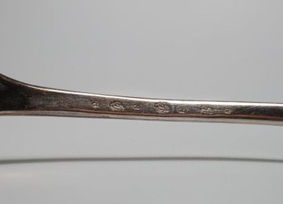 null LARGE silver service fork model Vieux Paris, hallmark LD. crowned. 18th century....