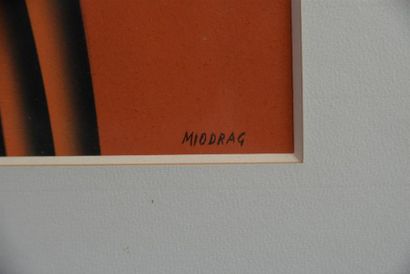 null Dordevic MIODRAG (1936) "Composition rouge" Huile sur papier, signée en bas...