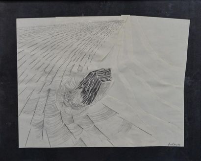 null Guy-Rachel GRATALOUP (1935) "La mer" Crayon sur papiers decoupés. Signé en bas...