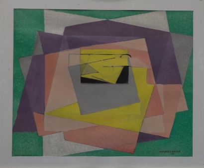 null Jacques VILLON (1875-1963) "Composition on green background" Lithograph edited...