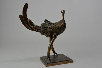 null César Baldaccini (1921/1998) "Poule Jockey" Bronze print with a brown patina...