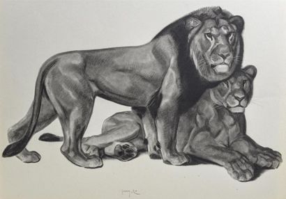 null Georges Lucien GUYOT (1885-1973) SIX reproductions of drawings: wild animals,...