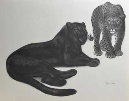 null Georges Lucien GUYOT (1885-1973) SIX retirages de dessins: fauves, ours et aigle....