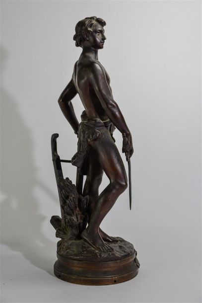 null Adrien Etienne GAUDEZ ( 1845-1902) «Le Devoir»: Sculpture en bronze à patine...