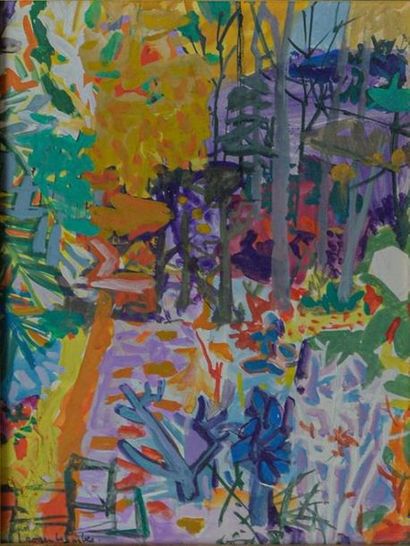 null Roger BEZOMBES (1913-1994) "The Garden" Oil on paper, signed lower left. titled...