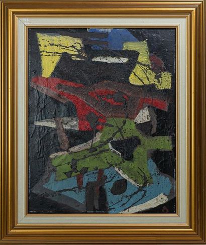 null Jan DARNA (1901-1974) "Abstraction" Huile sur panneau, signé au dos. 41 x 33...